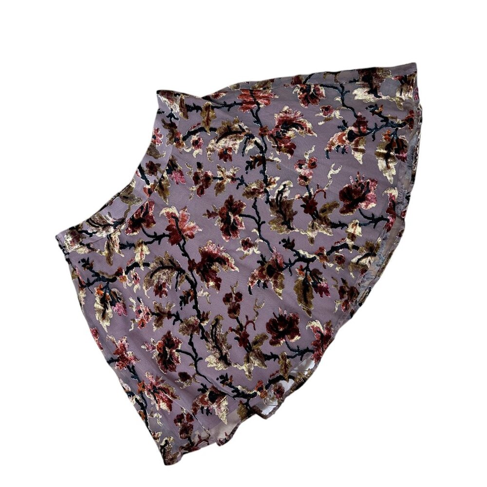 URBAN OUTFITTERS Velvet Burnout Floral Skater Mini Skirt Size small